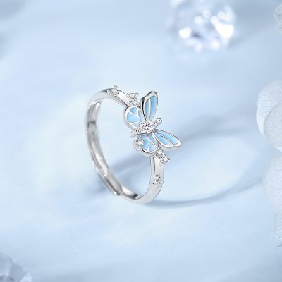 Nhẫn đôi Bạc Dạ Quang đính đá CZ Hồ điệp Genesis LILI 172543 7