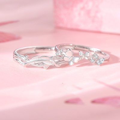 Nhẫn đôi Bạc đính đá CZ đàn Bướm Rừng Leilani LILI 172583 1
