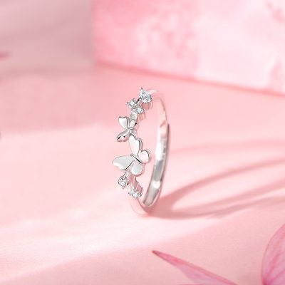 Nhẫn đôi Bạc đính đá CZ đàn Bướm Rừng Leilani LILI 172583 3