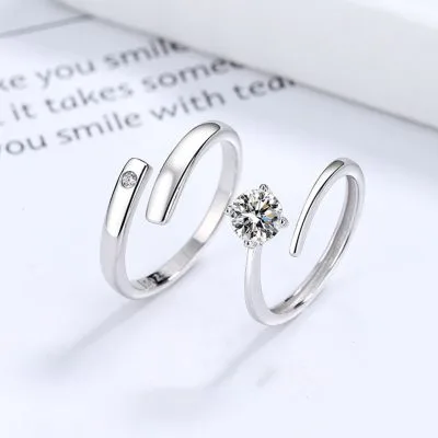 Nhẫn đôi Bạc đính đá CZ Dạng Hở Elisabeth LILI 174006 1