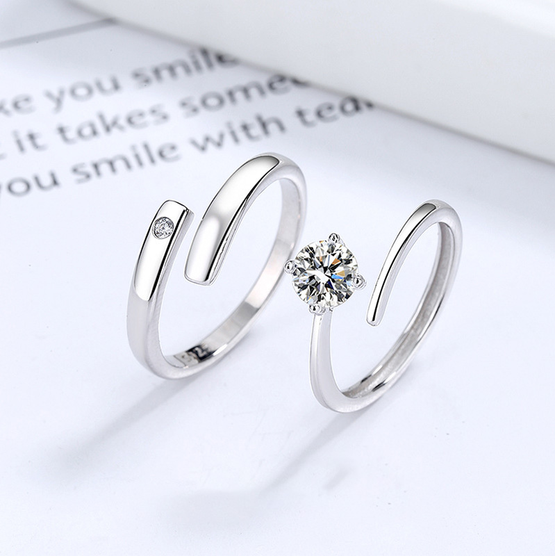 Nhẫn đôi Bạc đính đá CZ Dạng Hở Elisabeth LILI 174006 1