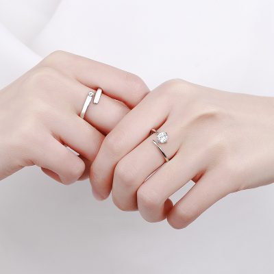 Nhẫn đôi Bạc đính đá CZ Dạng Hở Elisabeth LILI 174006 3