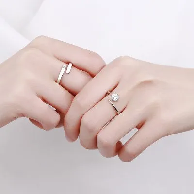 Nhẫn đôi Bạc đính đá CZ Dạng Hở Elisabeth LILI 174006 3