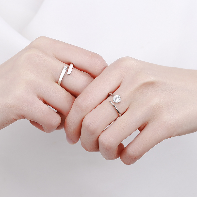 Nhẫn đôi Bạc đính đá CZ Dạng Hở Elisabeth LILI 174006 3