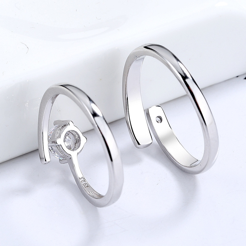 Nhẫn đôi Bạc đính đá CZ Dạng Hở Elisabeth LILI 174006 4