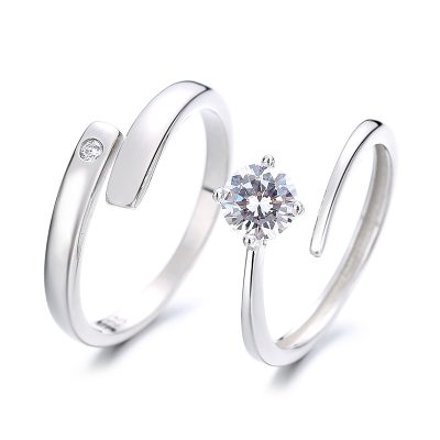 Nhẫn đôi Bạc đính đá CZ Dạng Hở Elisabeth LILI 174006 5
