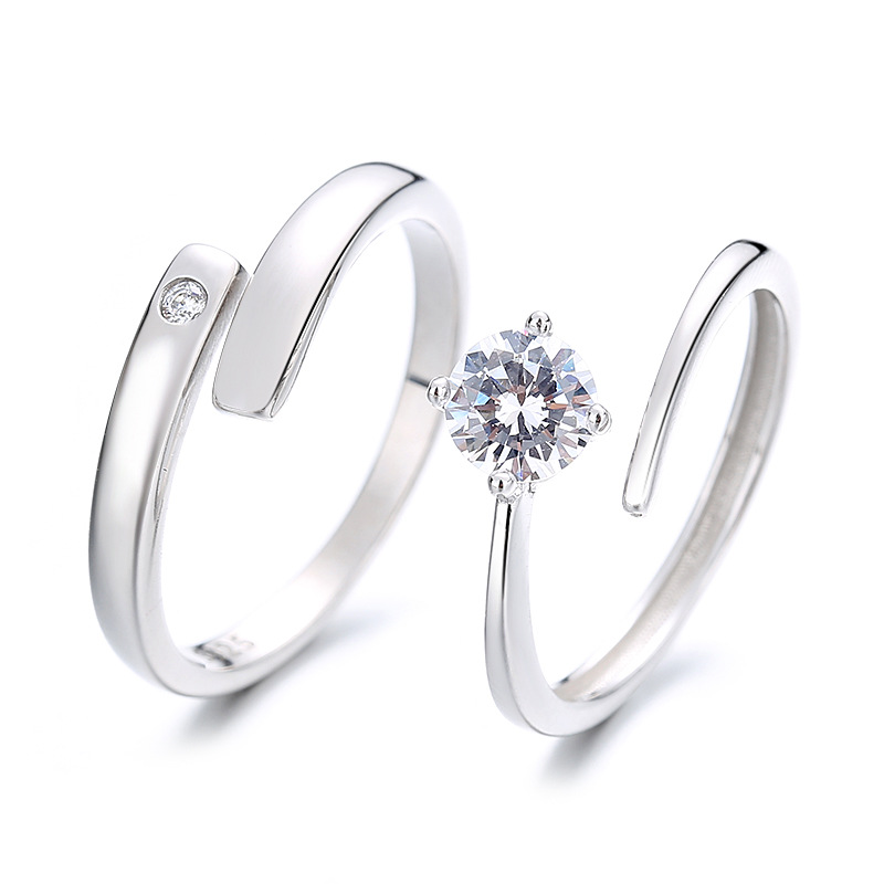 Nhẫn đôi Bạc đính đá CZ Dạng Hở Elisabeth LILI 174006 5