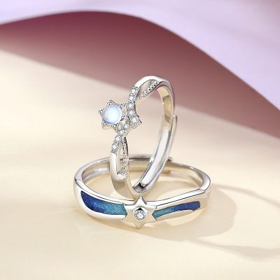 Nhẫn đôi Bạc đính đá CZ Hình ánh Sao Braelynn LILI 172716 2