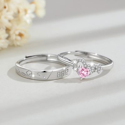 Nhẫn đôi Bạc đính đá CZ Hoàng Tử Bé Và Hoa Hồng Joelle LILI 173997 4
