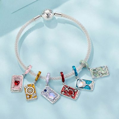 Hạt Charm Bạc Nữ đính đá CZ Bài Tarot Cổ điển Amina LILI 173839 2