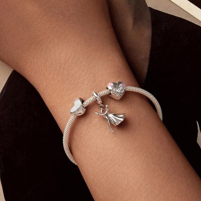 Hạt Charm Bạc Nữ đính đá CZ Trái Tim Tình Yêu Lilliana LILI 173909 5