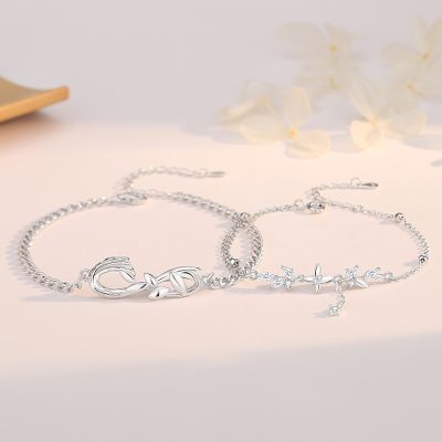 Lắc Tay Bạc Cặp đôi đính đá CZ Cây Lúa Mì Và Bướm Tiana LILI 176465 1