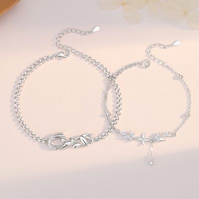 Lắc Tay Bạc Cặp đôi đính đá CZ Cây Lúa Mì Và Bướm Tiana LILI 176465 2
