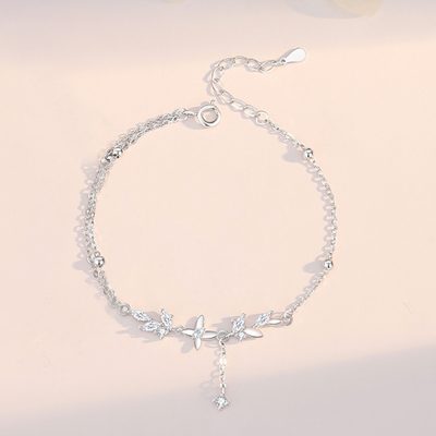 Lắc Tay Bạc Cặp đôi đính đá CZ Cây Lúa Mì Và Bướm Tiana LILI 176465 6