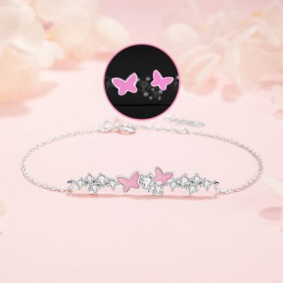 Lắc Tay Bạc Nữ Dạ Quang đính đá CZ Chú Bướm Xinh Cecilia LILI 175573 1