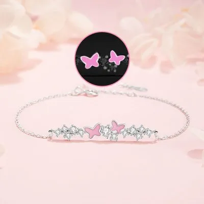 Lắc Tay Bạc Nữ Dạ Quang đính đá CZ Chú Bướm Xinh Cecilia LILI 175573 1