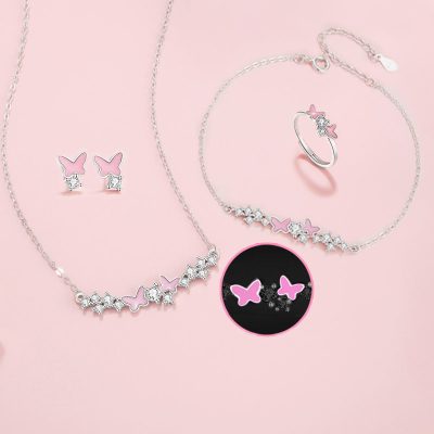 Lắc Tay Bạc Nữ Dạ Quang đính đá CZ Chú Bướm Xinh Cecilia LILI 175573 2