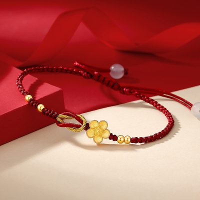 Lắc Tay Bạc Nữ Dây Bện Hình Hoa Mai Royalty LILI 175006 4