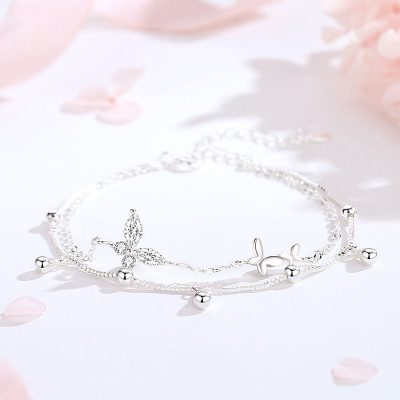 Lắc Tay Bạc Nữ đính đá CZ 2 Tầng Bướm Xinh Nevaeh LILI 175652 1