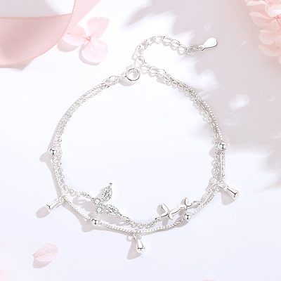 Lắc Tay Bạc Nữ đính đá CZ 2 Tầng Bướm Xinh Nevaeh LILI 175652 2