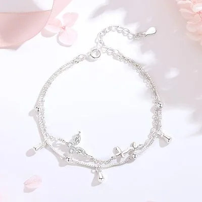 Lắc Tay Bạc Nữ đính đá CZ 2 Tầng Bướm Xinh Nevaeh LILI 175652 2