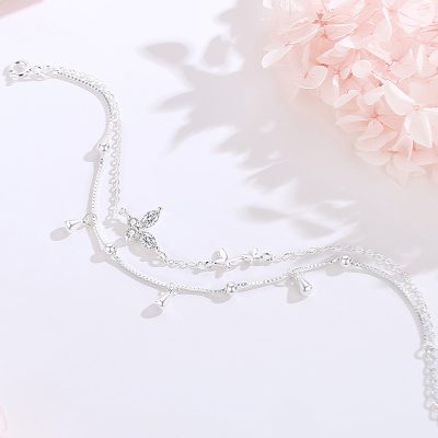 Lắc Tay Bạc Nữ đính đá CZ 2 Tầng Bướm Xinh Nevaeh LILI 175652 4