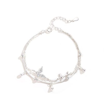 Lắc Tay Bạc Nữ đính đá CZ 2 Tầng Bướm Xinh Nevaeh LILI 175652 5