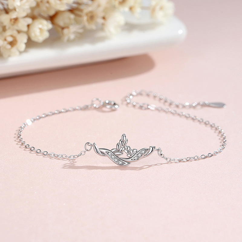 Lắc Tay Bạc Nữ đính đá CZ Cành Nguyệt Quế Bethany LILI 175016 1
