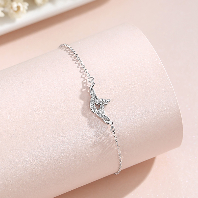 Lắc Tay Bạc Nữ đính đá CZ Cành Nguyệt Quế Bethany LILI 175016 4