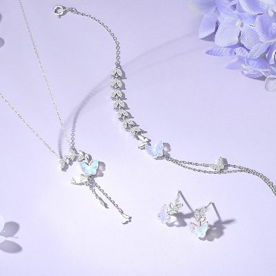 Lắc Tay Bạc Nữ đính đá CZ Cây Lúa Mì Và Bướm Nora LILI 175910 3