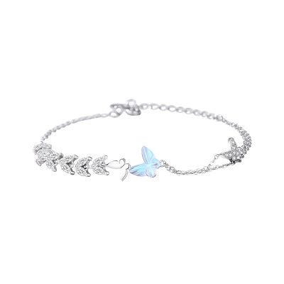 Lắc Tay Bạc Nữ đính đá CZ Cây Lúa Mì Và Bướm Nora LILI 175910 4