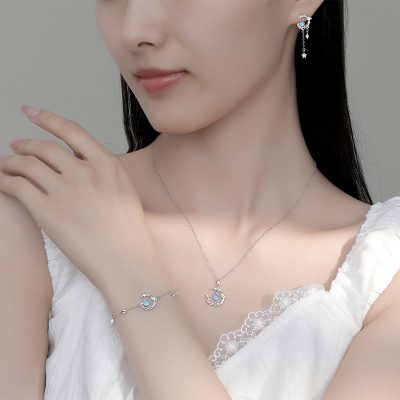 Lắc Tay Bạc Nữ đính đá CZ Cây Xanh Và Chim Nhỏ Alaia LILI 175636 2