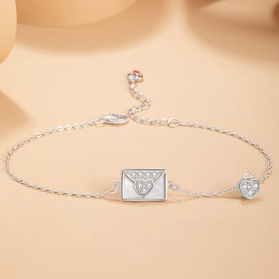 Lắc Tay Bạc Nữ đính đá CZ Hình Lá Thư Joanna LILI 175329 1