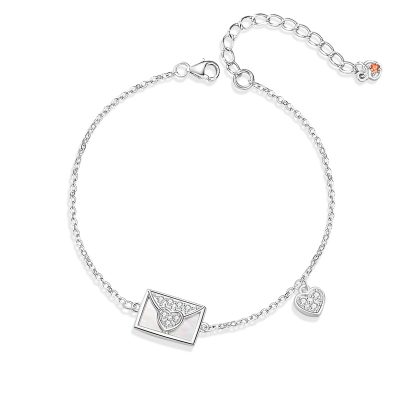 Lắc Tay Bạc Nữ đính đá CZ Hình Lá Thư Joanna LILI 175329 5