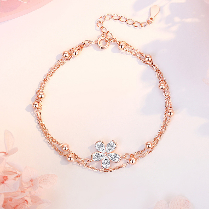 Lắc Tay Bạc Nữ đính đá CZ Hoa Anh đào Julieta LILI 176046 1