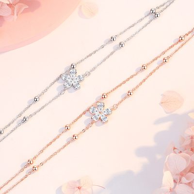 Lắc Tay Bạc Nữ đính đá CZ Hoa Anh đào Julieta LILI 176046 3