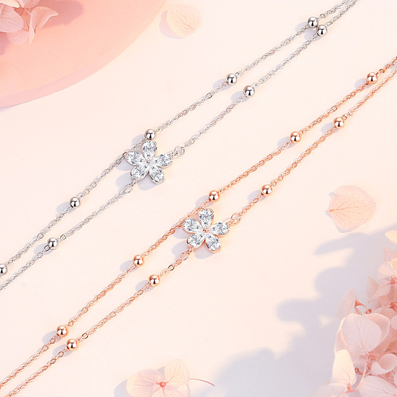 Lắc Tay Bạc Nữ đính đá CZ Hoa Anh đào Julieta LILI 176046 3