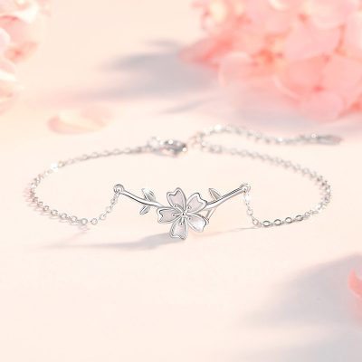 Lắc Tay Bạc Nữ đính đá CZ Hoa Anh đào Wrenley LILI 175555 1
