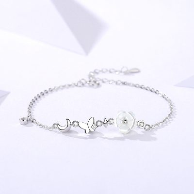 Lắc Tay Bạc Nữ đính đá CZ Hoa Bướm Marceline LILI 176186 1
