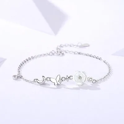 Lắc Tay Bạc Nữ đính đá CZ Hoa Bướm Marceline LILI 176186 1