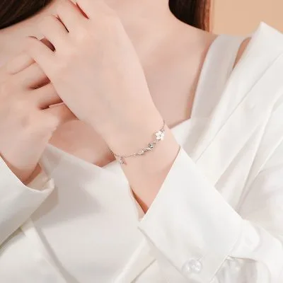 Lắc Tay Bạc Nữ đính đá CZ Hoa Bướm Marceline LILI 176186 3