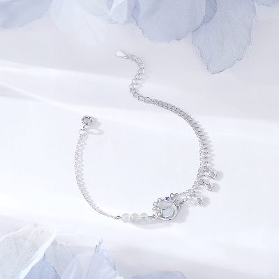 Lắc Tay Bạc Nữ đính đá CZ Mèo Mặt Trăng Brielle LILI 175670 1
