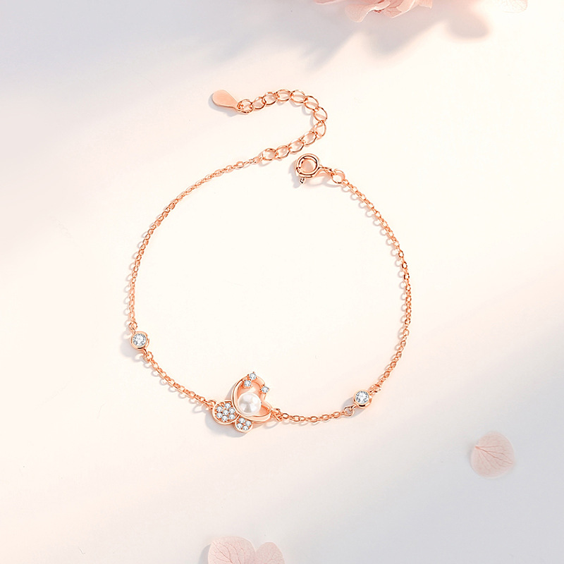 Lắc Tay Bạc Nữ đính đá CZ, Ngọc Trai Hồ điệp Aubrey LILI 175660 5