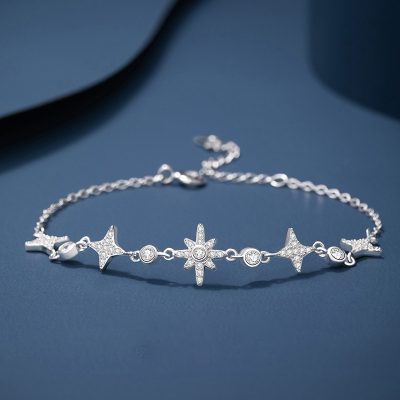 Lắc Tay Bạc Nữ đính đá CZ Ngôi Sao 8 Cánh Esmeralda LILI 175353 1