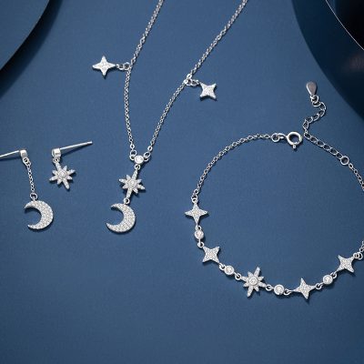 Lắc Tay Bạc Nữ đính đá CZ Ngôi Sao 8 Cánh Esmeralda LILI 175353 3
