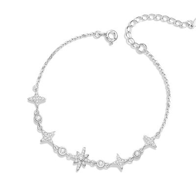 Lắc Tay Bạc Nữ đính đá CZ Ngôi Sao 8 Cánh Esmeralda LILI 175353 5