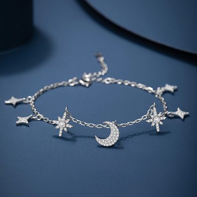 Lắc Tay Bạc Nữ đính đá CZ Trăng Sao Emerson LILI 175545 1