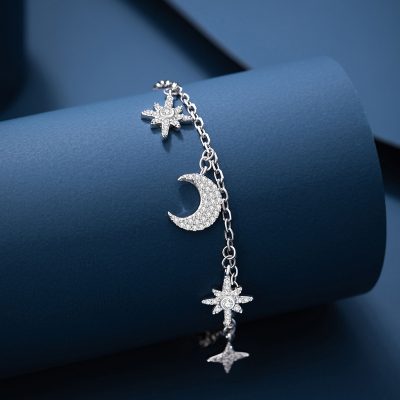 Lắc Tay Bạc Nữ đính đá CZ Trăng Sao Emerson LILI 175545 4