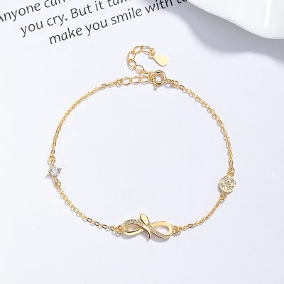 Lắc Tay Bạc Nữ đính đá CZ Vô Cực Kim Tiền Lauren LILI 176071 2