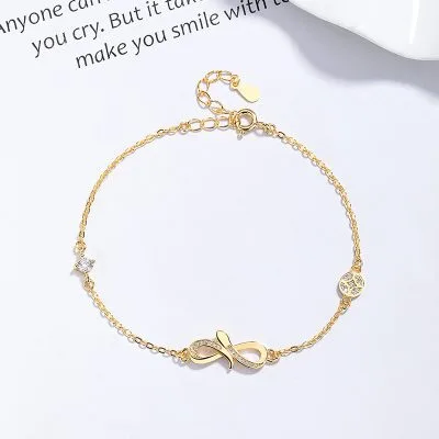 Lắc Tay Bạc Nữ đính đá CZ Vô Cực Kim Tiền Lauren LILI 176071 2